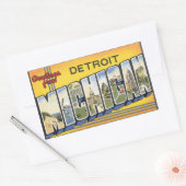 Greetings van Detroit Michigan,  Rechthoekige Sticker (Envelop)