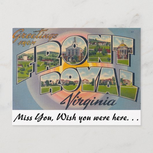 Greetings van Front Royal, Virginia Briefkaart (Voorkant)