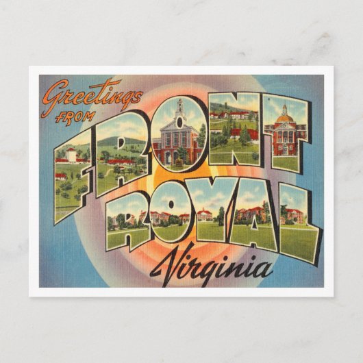 Greetings van Front Royal, Virginia Travel Briefkaart (Voorkant)