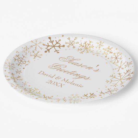 Greetings van Gold White Season Papieren Bordje (Gekanteld)