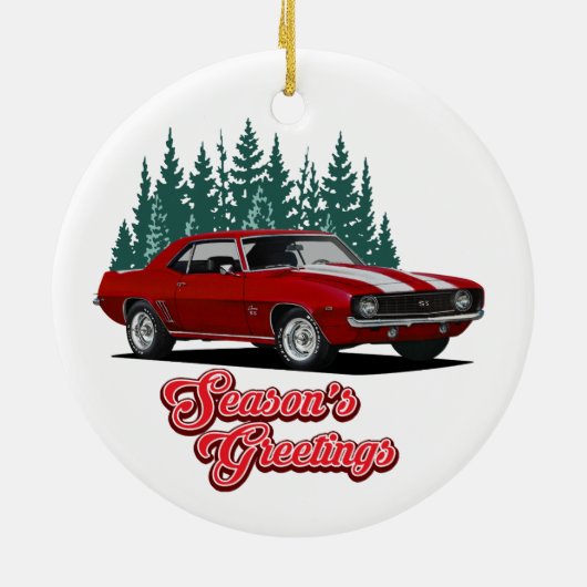 Greetings van Red Camaro Season Keramisch Ornament (Achterkant)
