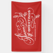 Greetings van Red Season Elegant Flourish Holiday Spandoek (Verticaal)