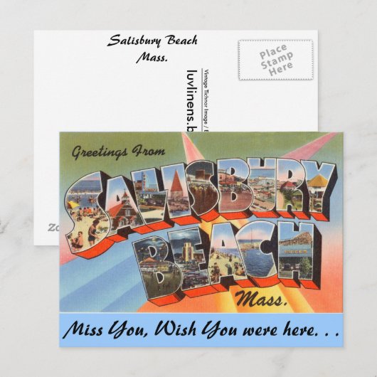 Greetings van Salisbury Beach, Massachusetts. Briefkaart (Voorkant / Achterkant)