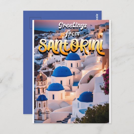 Greetings van Santorini Briefkaart (Voorkant / Achterkant)