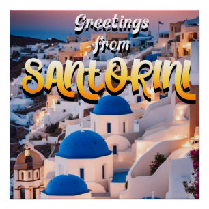 Greetings van Santorini Perfect Poster