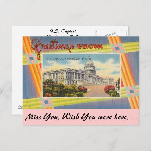 Greetings van U.S. Capitol Briefkaart (Voorkant / Achterkant)