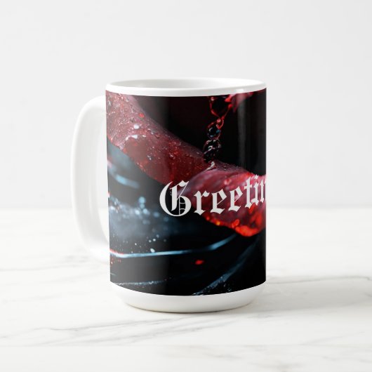#GreetingsRoseMug Koffiemok (Voorkant links)