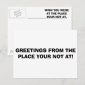 GREETTES VAN DE PLAATS WAAR JE NIET BENT! BRIEFKAART (Voorkant / Achterkant)