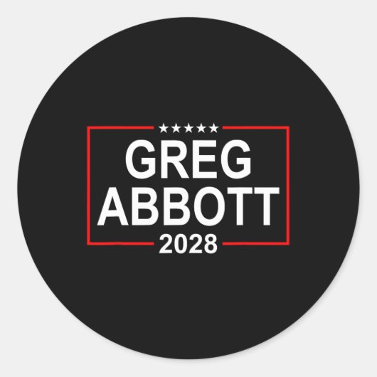 Greg Abbott 2028 Presidential Election July 4th Re Ronde Sticker (Voorkant)