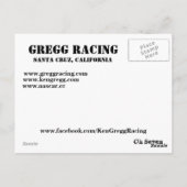 Gregg Racing actieffoto Briefkaart (Achterkant)