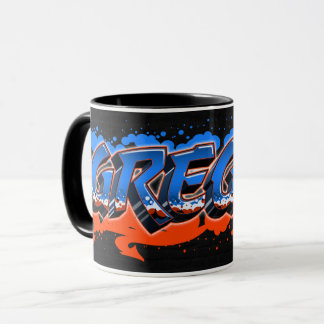 Gregor Vorname Name Graffiti blue orange Tasse Mok