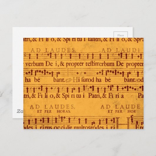 Gregorian chant muziekscore briefkaart (Voorkant / Achterkant)