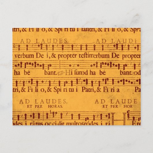 Gregorian chant muziekscore briefkaart (Voorkant)