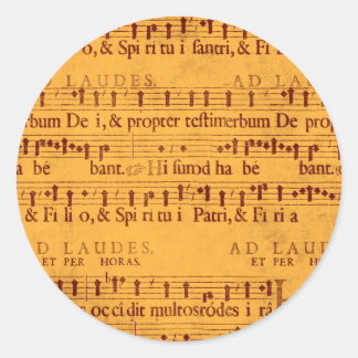 Gregorian chant muziekscore ronde sticker