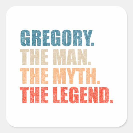 Gregory De Man De Mythe De Legende Vierkante Sticker (Voorkant)