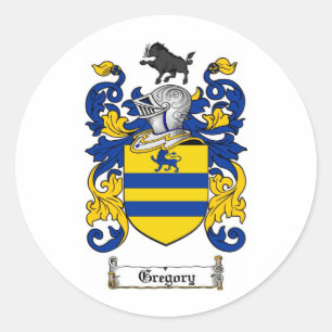 GREGORY FAMILY CREST - GREGORY COAT OF ARMS RONDE STICKER