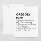 Gregory naam, Bewerkbare naam, Aangepaste naam Briefkaart (Voorkant / Achterkant)