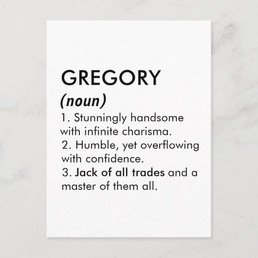 Gregory naam, Bewerkbare naam, Aangepaste naam Briefkaart (Voorkant)