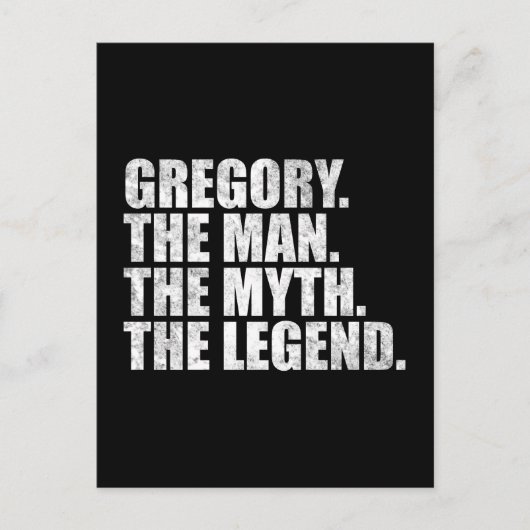Gregory naam, Gregory De Man De Mythe De Legende Briefkaart (Voorkant)