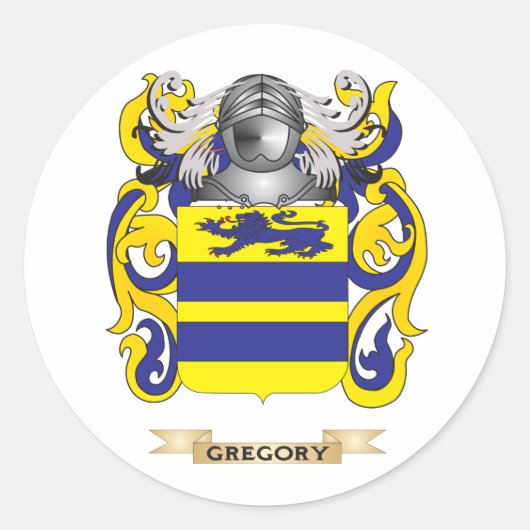 Gregory Wapenschild (Familie Crest) Ronde Sticker (Voorkant)