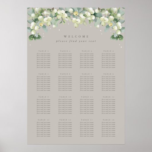 Greige 20x28" 16 Tafels van 8 Zitkaarten Poster (Voorkant)