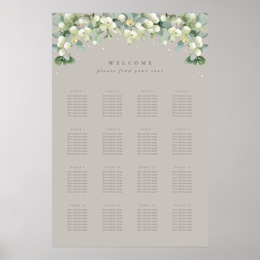 Greige 24x36" 16 Tafels van 8 Zitkaarten Poster (Voorkant)