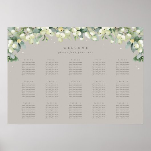 Greige 28x20" 15 Tafels van 8 Zitkaarten Poster (Voorkant)