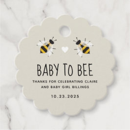Greige Baby tot bijenhoningschower — oormerk Bedankjes Labels