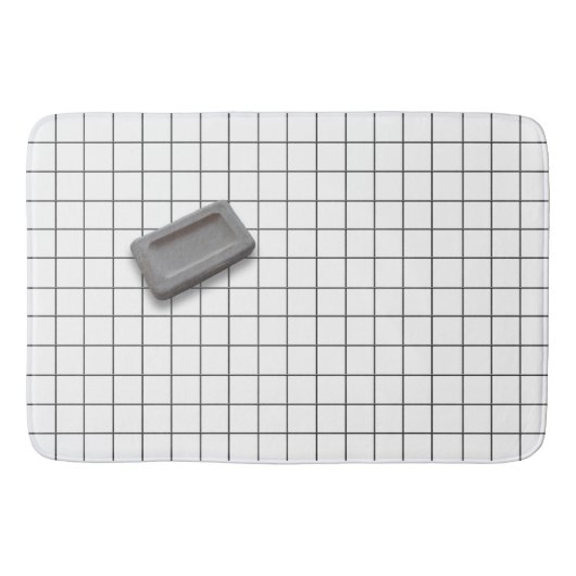 Greige Bar zeep op een White Tegel Floor Badmat (Voorkant)