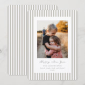 Greige/Beige Stripes Happy New Year Flat Photo Feestdagenkaart (Voorkant / Achterkant)