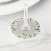 Greige/Cream Sneeuwbes & Eucalyptus Winter Bruilof Wijnglaslabel (Dichtbij)