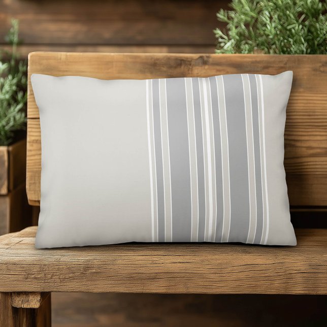 Greige en Grey Stripes Off-Center Modern #D3CFC7 Decoratief Kussen (Custom Pillow)