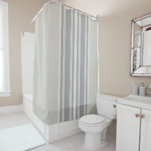 Greige en Grey Stripes Off-Center Modern #D3CFC7 Douchegordijn