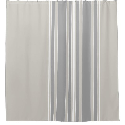Greige en Grey Stripes Off-Center Modern #D3CFC7 Douchegordijn (Voorkant)