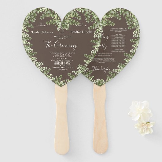 Greige Eucalyptus Herfst Autumn Handwaaier (Voorkant en achterkant)