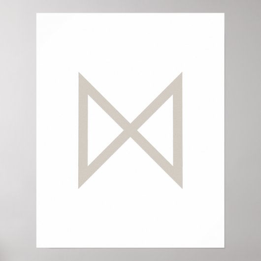 Greige Geometric Dagaz (Dag) Viking Rune Poster (Voorkant)