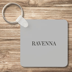 Greige luxe gepersonaliseerde serif naam cadeau vo sleutelhanger