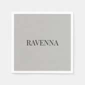 Greige Luxe Serif Persoonlijke Aangepaste Naam Servet (Voorkant)
