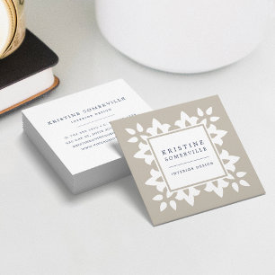 Greige Marokkaans geometrisch plein Vierkante Visitekaartje
