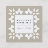 Greige | Marokkaans geometrisch plein Vierkante Visitekaartje (Voorkant)