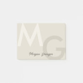 Greige Minimale Schone Moderne Grote Monogram Post-it® Notes (Voorkant)