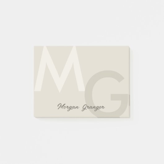 Greige Minimale Schone Moderne Grote Monogram Post-it® Notes (Voorkant)