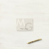 Greige Minimale Schone Moderne Grote Monogram Post-it® Notes (Op bureau)