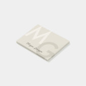 Greige Minimale Schone Moderne Grote Monogram Post-it® Notes (Schuin)