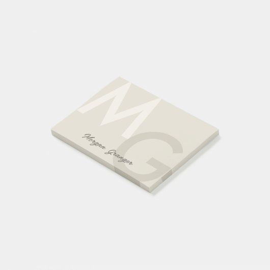 Greige Minimale Schone Moderne Grote Monogram Post-it® Notes (Schuin)