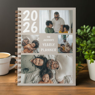 Greige Modern 4 foto collage jaarlijks Planner