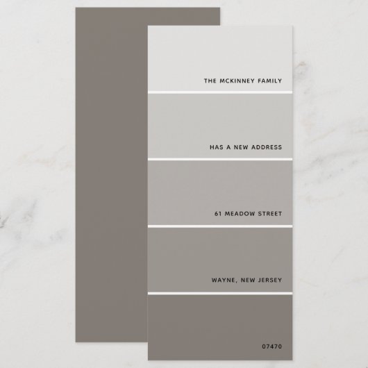 Greige Paint Swatch Nieuwe adresaankondiging Kaart (Voorkant / Achterkant)