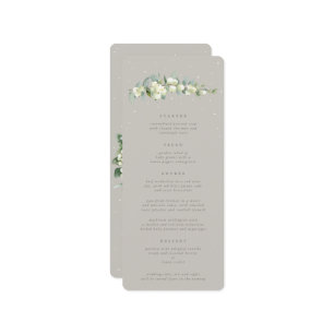Greige Snowberry+Eucalyptus 4 gangen Bruiloft Flat Menu
