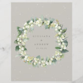 Greige Snowberry+Eucalyptus Bruiloft Drinken Menu (Achterkant)