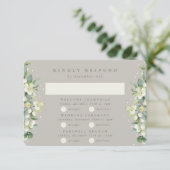 Greige Snowberry+Eucalyptus Bruiloft Multi-Event RSVP Kaartje (Staand voorkant)